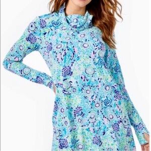 Lilly Pulitzer UPF 50+ Chilly Lilly Lilshield Dress Open Water Size Large NWT